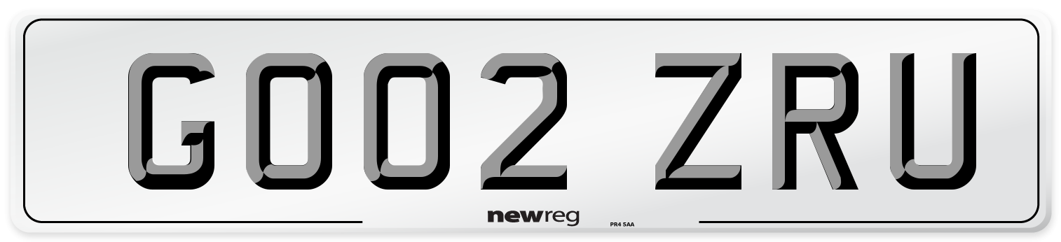 GO02 ZRU Number Plate from New Reg